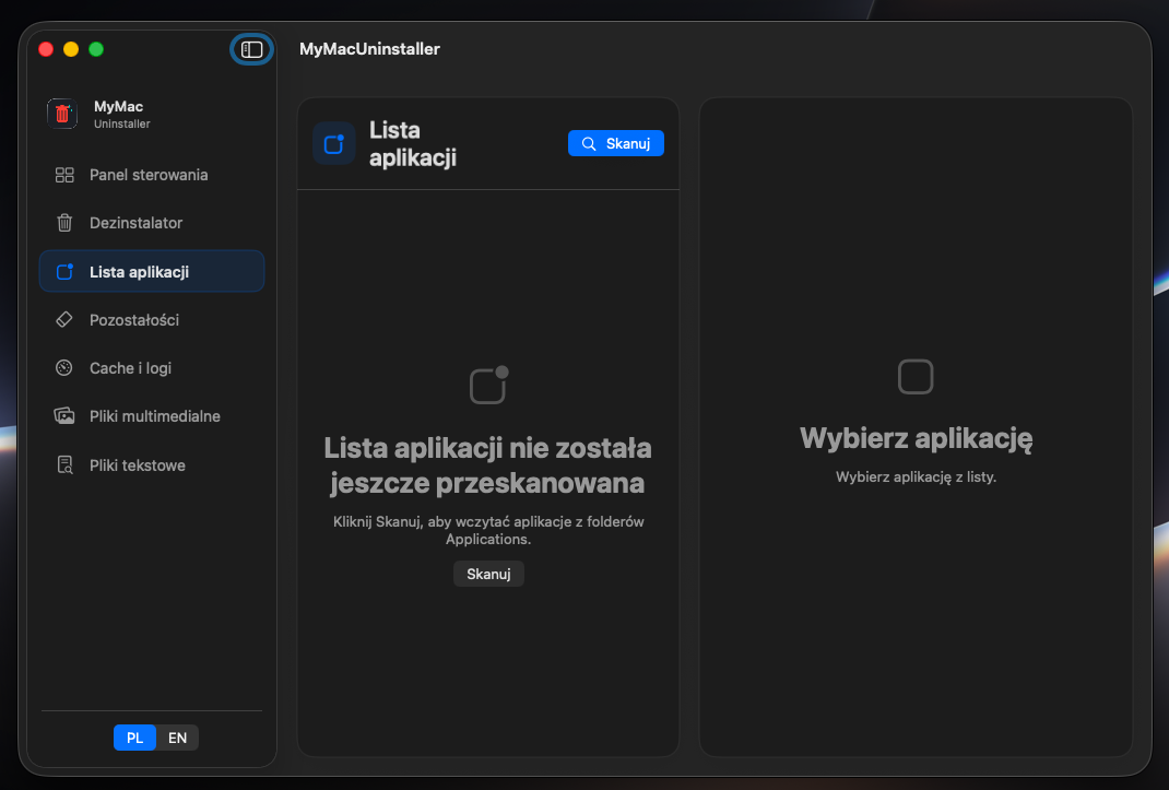 Lista aplikacji MyMacUninstaller